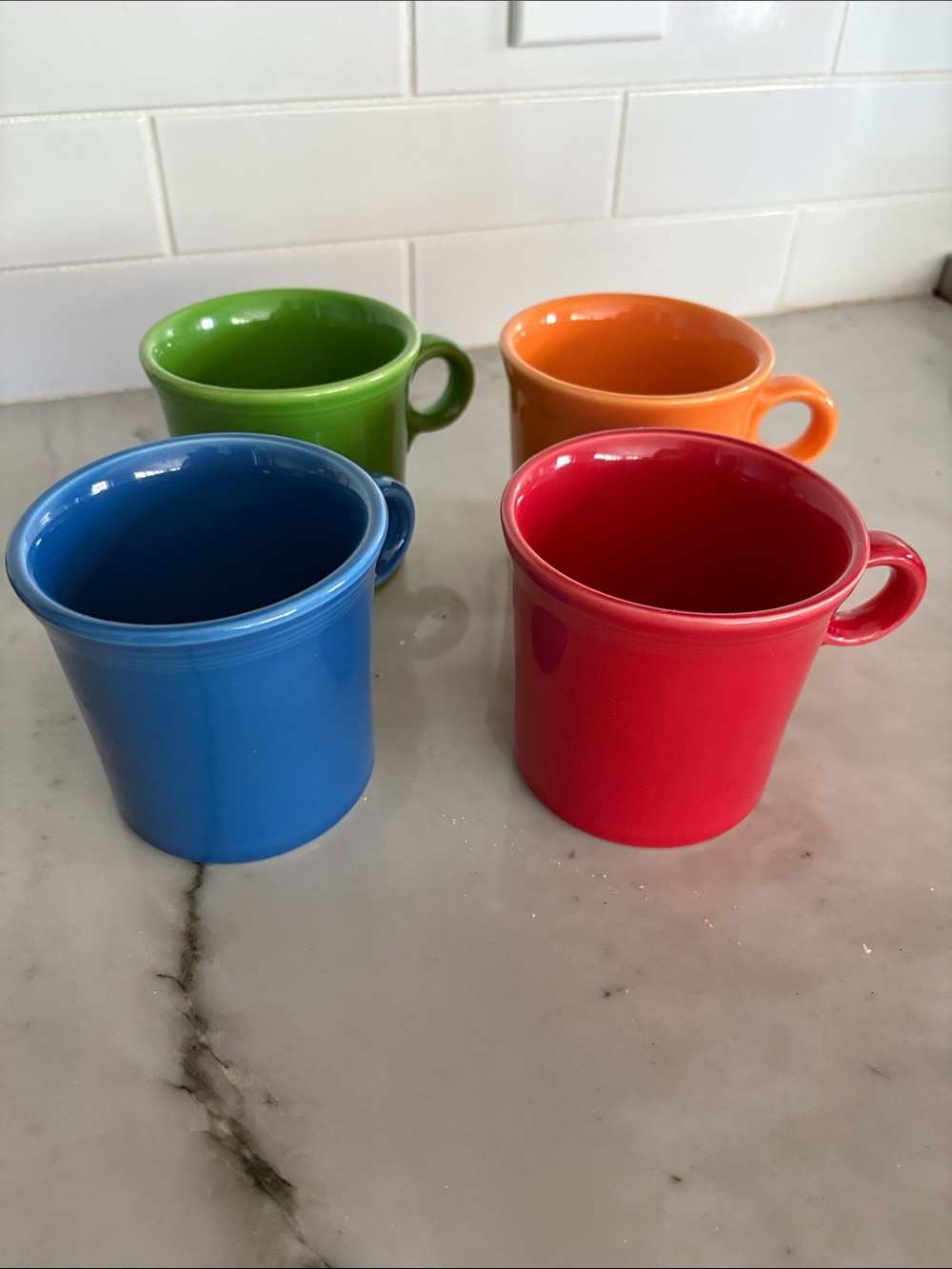 Fiesta Bright Ceramic Mug Set — Red, Blue, Green & Orange
